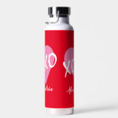 バレンタインデイピンクハートキスハグXOXOレッド ウォーターボトル (右面)