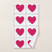 バレンタインデイピンクハートパターン バスタオルセット (ハンドタオル)