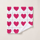 バレンタインデイピンクハートパターン バスタオルセット (ウォッシュタオル)