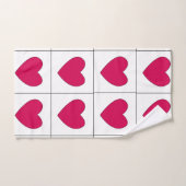 バレンタインデイピンクハートパターン バスタオルセット (ハンドタオル)