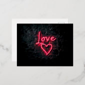 バレンタインデイブラックウォールとラブネオンハート 箔シーズンポストカード (正面/裏面)