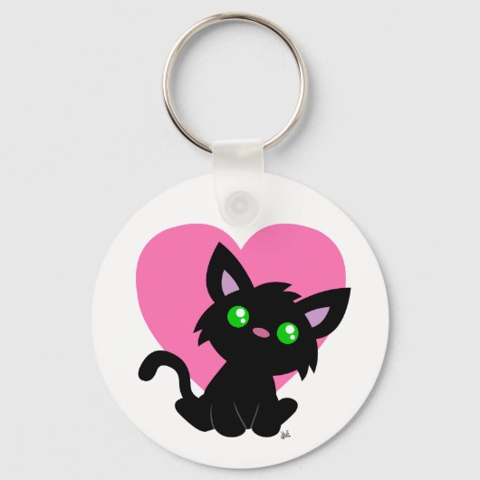 バレンタインデイブラック子猫キーチェーン キーホルダー (正面)