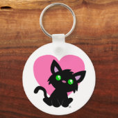 バレンタインデイブラック子猫キーチェーン キーホルダー (正面)