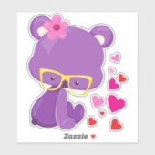 バレンタインデイベア,紫の熊,眼鏡,ハート シール (シート)