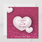 バレンタインデイホワイトハートグリッター – カード (裏面)