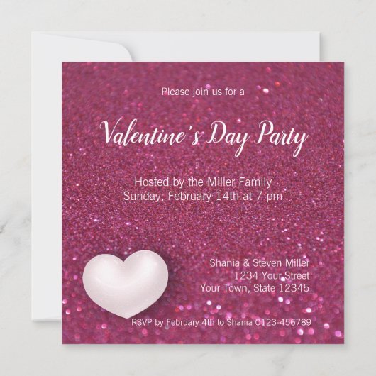 バレンタインデイホワイトハート-パーティの招待状 招待状 (裏面)