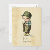 バレンタインデイボーイヴィンテージイラストレーションスウィートオールド シーズンポストカード (正面/裏面)