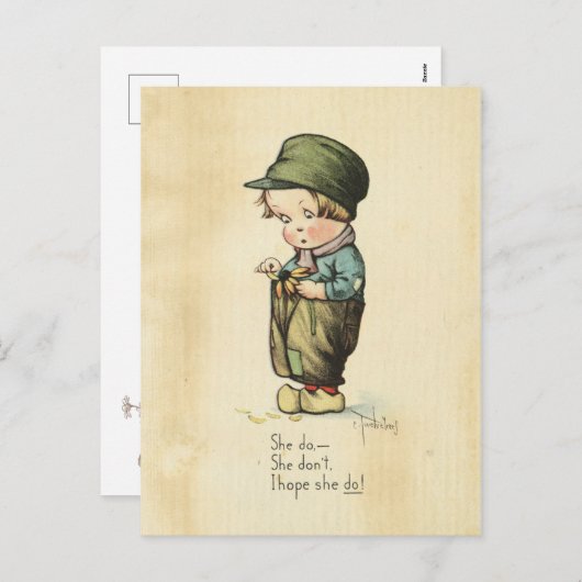 バレンタインデイボーイヴィンテージイラストレーションスウィートオールド シーズンポストカード (正面/裏面)