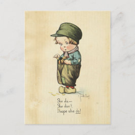 バレンタインデイボーイヴィンテージイラストレーションスウィートオールド シーズンポストカード