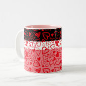バレンタインデイマグおもしろい赤いハート ツートーンマグカップ (正面左)
