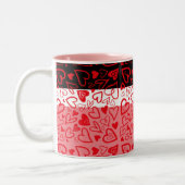 バレンタインデイマグおもしろい赤いハート ツートーンマグカップ (左)