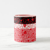バレンタインデイマグおもしろい赤いハート ツートーンマグカップ (中央)