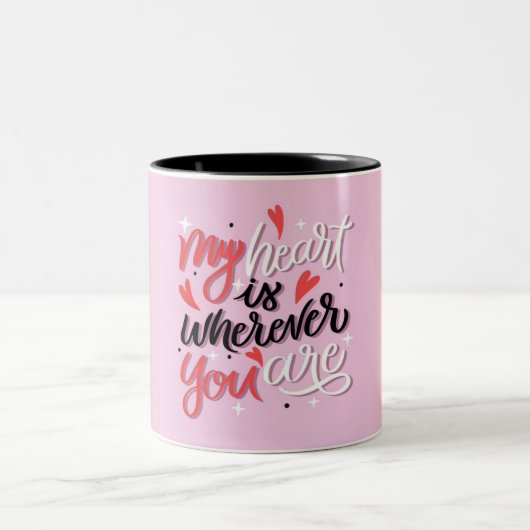 バレンタインデイマグロマンチックレタリング ツートーンマグカップ (中央)
