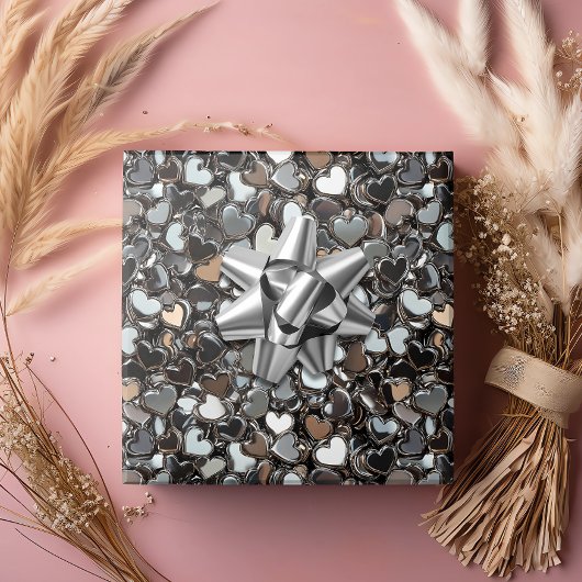 バレンタインデイメタルハート ラッピングペーパー