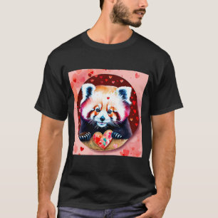 バレンタインデイラブハートレッドパンダガールフレンドFi Tシャツ