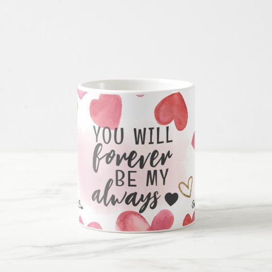 バレンタインデイラブピンクと赤キャンディハート コーヒーマグカップ (中央)
