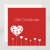 バレンタインデイラブルレッドホワイトハートギフトカード (正面/裏面)