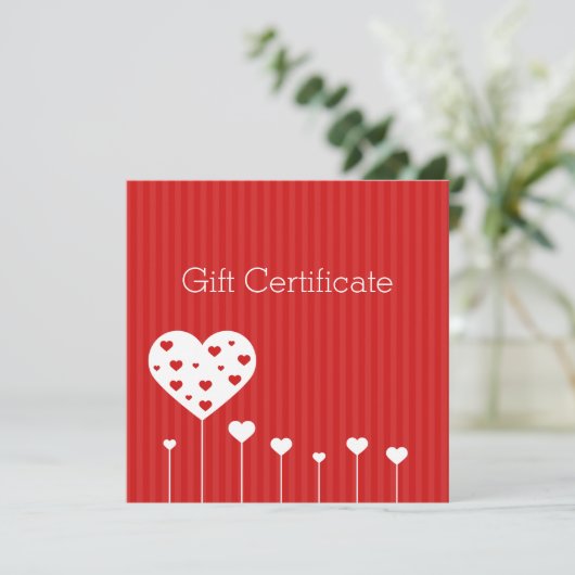 バレンタインデイラブルレッドホワイトハートギフトカード (スタンド正面)