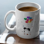 バレンタインデイラブ引用文とカラーハートバルーン コーヒーマグカップ