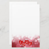 バレンタインデイラブ赤いハート 便箋 (正面/裏面)