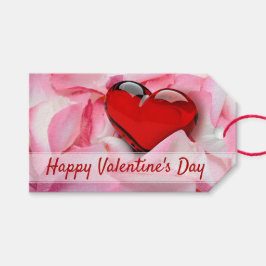 バレンタインデイレッドグラスハートバラ花びら ギフトタグ