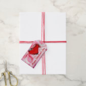 バレンタインデイレッドグラスハートバラ花びら ギフトタグ (より糸付き)