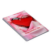 バレンタインデイレッドグラスハートバラ花びら ノートブック (右側)