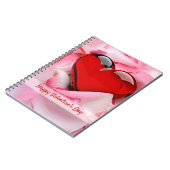 バレンタインデイレッドグラスハートバラ花びら ノートブック (左側)