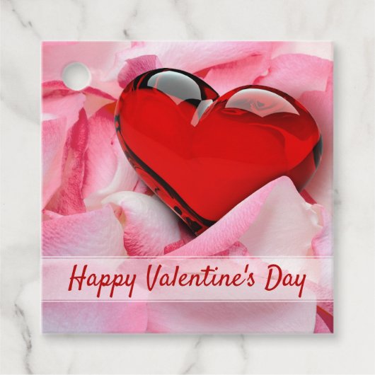 バレンタインデイレッドグラスハートバラ花びら フェイバータグ (正面)