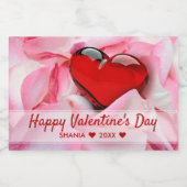 バレンタインデイレッドグラスハートバラ花びら フードラベル (シングルラベル)