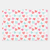 バレンタインデイレッドブルーマゼンタハート ラッピングペーパーシート (正面3)