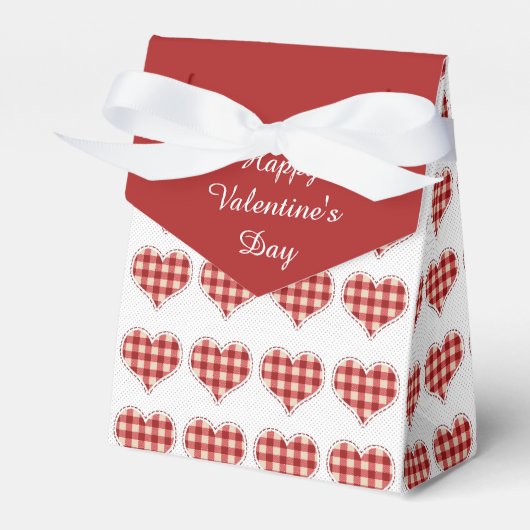 バレンタインデイレッドプレイドハート フェイバーボックス (正面サイド)