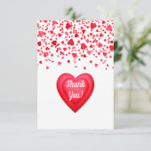 バレンタインデイレッド紙吹雪ハート パーソナライズされた サンキューカード (スタンド正面)