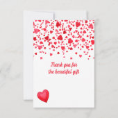 バレンタインデイレッド紙吹雪ハート パーソナライズされた サンキューカード (裏面)