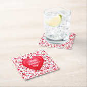 バレンタインデイレッド紙吹雪ハート パーソナライズされた スクエアペーパーコースター (インサイチュ)