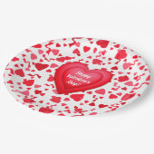 バレンタインデイレッド紙吹雪ハート パーソナライズされた ペーパープレート (アングル)