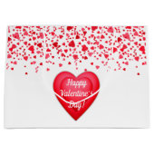 バレンタインデイレッド紙吹雪ハート パーソナライズされた ラージペーパーバッグ (正面)