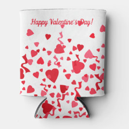 バレンタインデイレッド紙吹雪ハート パーソナライズされた 缶クーラー