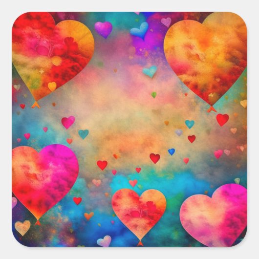 バレンタインデイロマンチックなヴィンテージハート スクエアシール (正面)