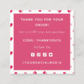 バレンタインデイロマンチックピンク赤いハートサンキュー スクエア名刺 (裏面)