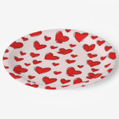 バレンタインデイロマンチック赤いハートホリデーピンク ペーパープレート (アングル)