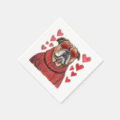 バレンタインデイングリッシュブルドッグ スタンダードカクテルナプキン (角)