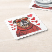 バレンタインデイングリッシュブルドッグ ペーパーコースター (アングル)