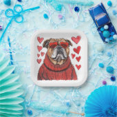 バレンタインデイングリッシュブルドッグ ペーパープレート (パーティー)