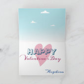 バレンタインデイ·ダックシュンド·ドッグかわいい青いハート シーズンカード (内部)