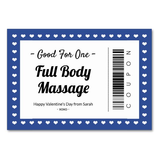 バレンタインデイ·マッサージ·ラブクーポンカップルプレゼント テーブルナンバー (正面)