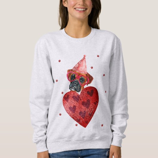 バレンタインデギフトボクサー犬 スウェットシャツ (正面)