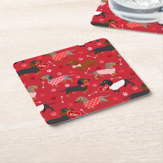 バレンタインデクシュントスクエア紙コースター スクエアペーパーコースター (アングル)