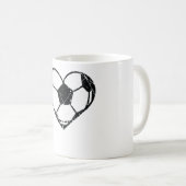 バレンタインデサッカーボールグランジハート男女 コーヒーマグカップ (正面右)