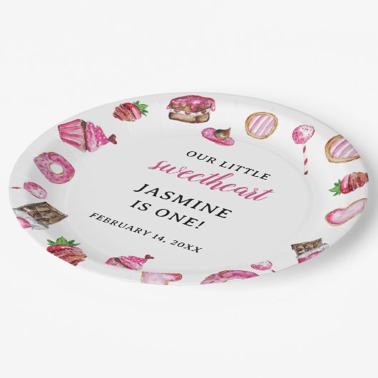 バレンタインデザート小さな恋人誕生日かわいい ペーパープレート (アングル)